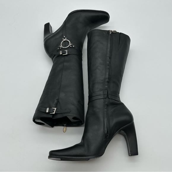 Harley-Davidson Black Leather Heeled Boots with Harness Ring - Picture 8 of 13